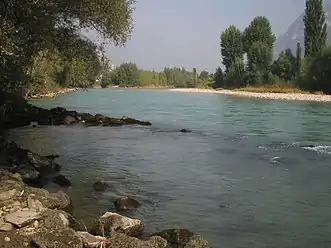 The Adige flowing through Lagarina Valley.