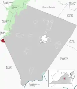 Location of Afton within Albemarle County
