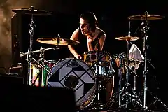 Weinberg performing with Against Me! in 2012