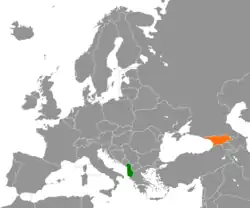 Map indicating locations of Albania and Georgia