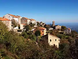 The church and surrounding buildings in Antisanti