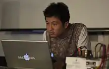 A man on a laptop