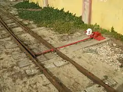 Railroad switch of a narrow-gauge railway track