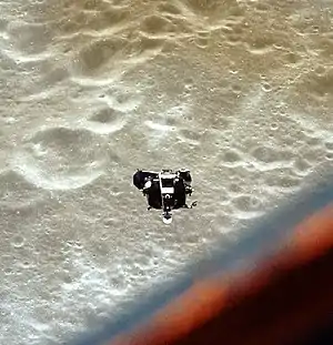 Apollo&nbsp;10 Lunar Module over the lunar surface
