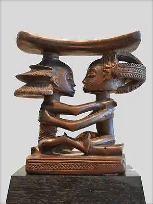 Headrest; by Luba people; 19th century; wood; height: 18.5&nbsp;cm; Musée du quai Branly (Paris)