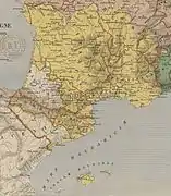 The Kingdom of Aquitaine after sharing 806 .mw-parser-output .legend{page-break-inside:avoid;break-inside:avoid-column}.mw-parser-output .legend-color{display:inline-block;min-width:1.25em;height:1.25em;line-height:1.25;margin:1px 0;text-align:center;border:1px solid black;background-color:transparent;color:black}.mw-parser-output .legend-text{}&nbsp;&nbsp;Kingdom of Aquitaine and its Tributary countries