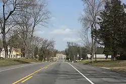 Looking north in Arkdale along WIS 21