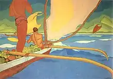 Image 46Men in an Outrigger Canoe Headed for Shore, an oil painting by Arman Manookian depicting the Vezo people, c. 1929 (from History of Madagascar)