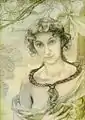 Hélène Linder in an 1893 drawing by Point