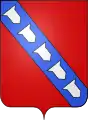 Arms of Marguerite de La Barre d’Erquelinnes, wife of Count Antoine d'Ursel, who acquired the land of Moisnil on 21 March 1939.