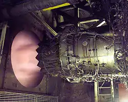 A Pratt & Whitney F135 engine undergoes altitude testing at the Arnold Engineering Development Complex during 2006.