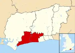 Arun shown within West Sussex