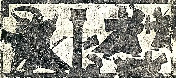Qin Shi Huang escaping assassination (3rd c. AD)