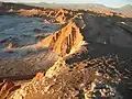 A landscape resembling a moon crater