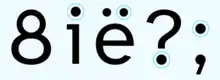 The characters "8ië?;", with all dots circled.