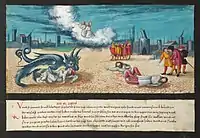 Folio 185. The beast from the bottomless pit (Revelation 11:5-8)