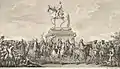 Louis XV on Place Louis XV in Paris, engraving by Augustin de Saint-Aubin after Hubert-François Gravelot, 1766