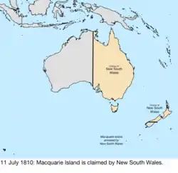 Map of British claims to Australia; for details, refer to adjacent text