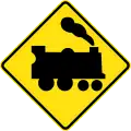 (W7-7) Railway Level Crossing ahead (left)