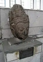 The stone head of Avalokiteśvara, discovered in Aceh. Srivijaya, estimated 9th century.