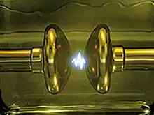 Voltage breakdown in an electric arc during transformer oil testing on a BA75 Oil tester by b2hv