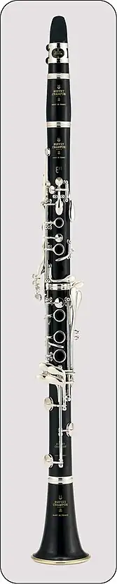 French Clarinet (Original Boehm with 17 keys and 6 rings). Developed c. 1843 by Hyacinthe Klosé and Louis Auguste Buffet.