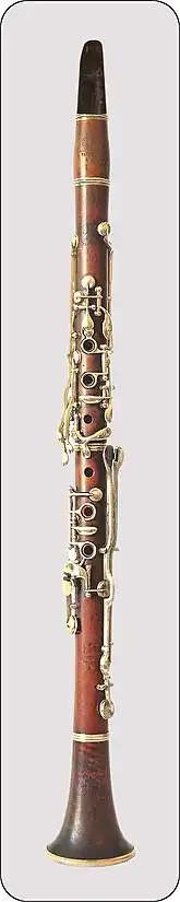 Baermann clarinet, c. 1870, intermediate between the Müller and Oehler clarinets.