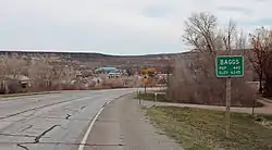 Entering Baggs from the south on Wyoming State Highway 789.