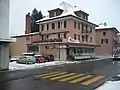 Yellow zebra crossing in Switzerland.