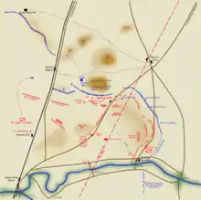 Map showing the location of opposing forces