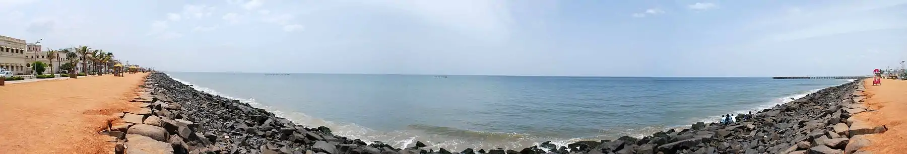 Panorama view of Pondicherry beach