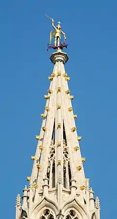 The spire and the statue of Saint Michael