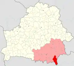Location of Brahin Raion within Gomel Region