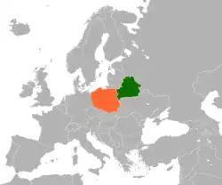 Map indicating locations of Belarus and Poland