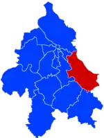 Location of Grocka within the city of Belgrade