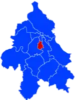 Location within the city of Belgrade