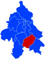 Location of Sopot within the city of Belgrade