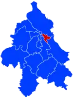 Location of Zvezdara within the city of Belgrade