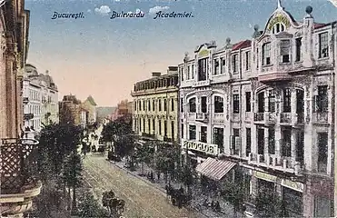 Cartea Românească headquarter on Bulevardul Regina Elisabeta, Bucharest, unknown architect, c.1900-destroyed by WW2 bombardments