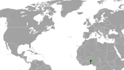 Map indicating locations of Benin and Haiti