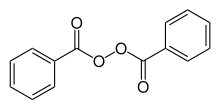 dibenzoyl peroxide, a diacyl peroxide (formula: .mw-parser-output .template-chem2-su{display:inline-block;font-size:80%;line-height:1;vertical-align:-0.35em}.mw-parser-output .template-chem2-su>span{display:block;text-align:left}.mw-parser-output sub.template-chem2-sub{font-size:80%;vertical-align:-0.35em}.mw-parser-output sup.template-chem2-sup{font-size:80%;vertical-align:0.65em}(RCO2)2)) is also used as an initiator for polymerizations.