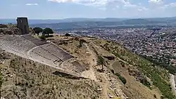 View of ancient Pergamon theatre and city.