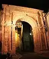 Gate illuminated at night