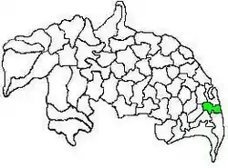 Mandal map of Guntur district showing  Bhattiprolu mandal (in green)