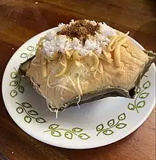 Bibingka, a rice cake with toppings.