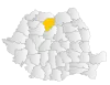 Map of Romania highlighting Bistrița-Năsăud County
