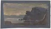 Blue Landscape, pastel on dark blue wove paper (16.5 x 29.4&nbsp;cm)