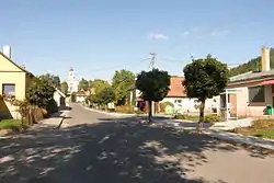 View towards the Church of Saint Giles