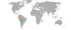 Map indicating locations of Bolivia and Colombia