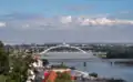 Three bridges in Bratislava (from front to back): Old Bridge, Apollo Bridge, and Harbour Bridge